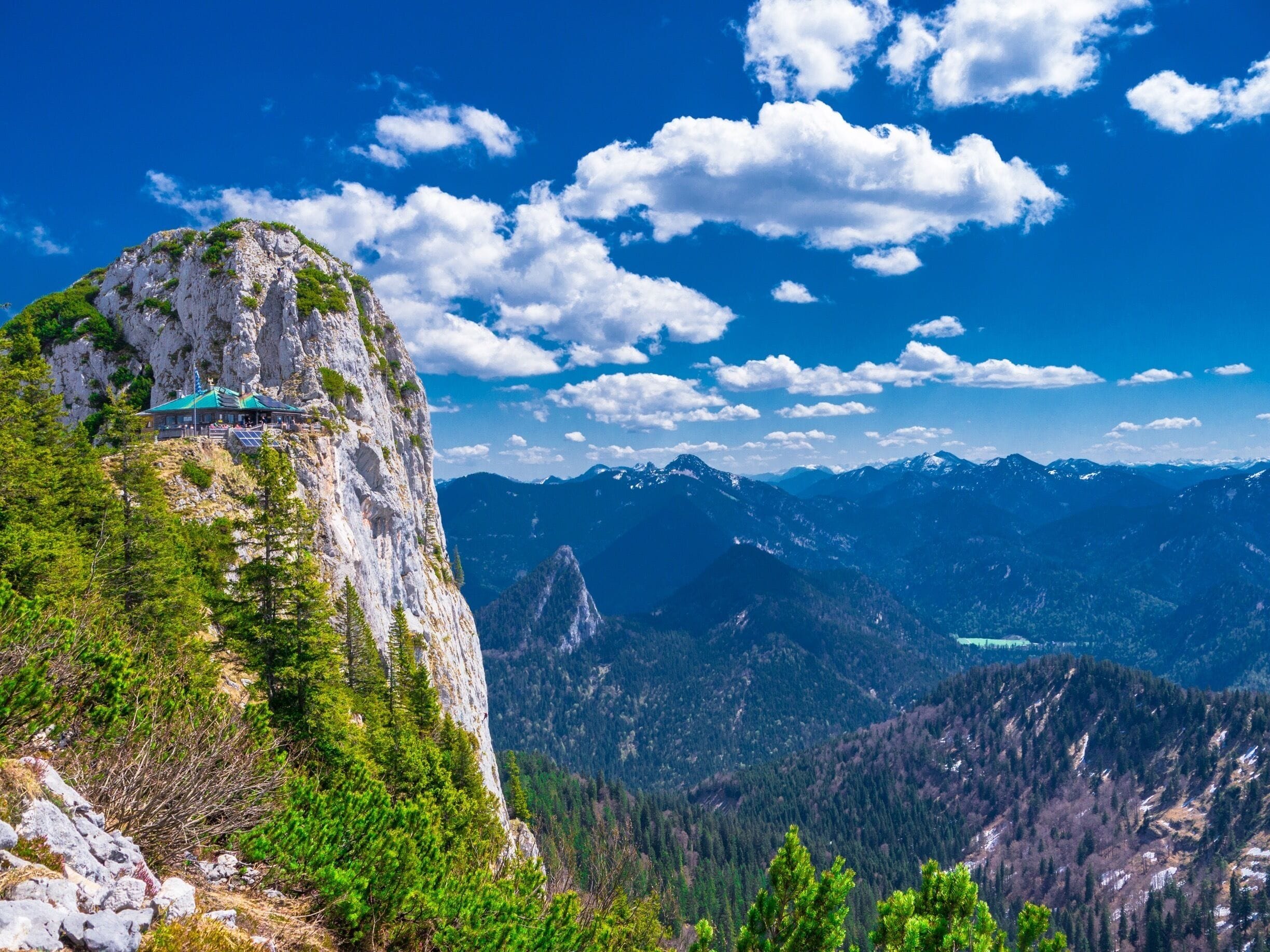 Well, this is a view! Looking towards the mountain hut "Tegernseer Hütte" in the Lake Tegernsee region of Bavaria. The hike to reach the hut in spring is a seriousrr mountain trek on non-existent or not-maintained trails involving rock climbing, sliding on your butt in snow & mud, traversing little creeks and eventually sunbathing to dry your wet pants! One of my favorite hikes around #Munich. #Mountains #hiking #climbing 
