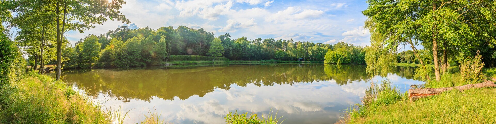 Peaceful scene from lovely small lake near Frankfurt in twillight