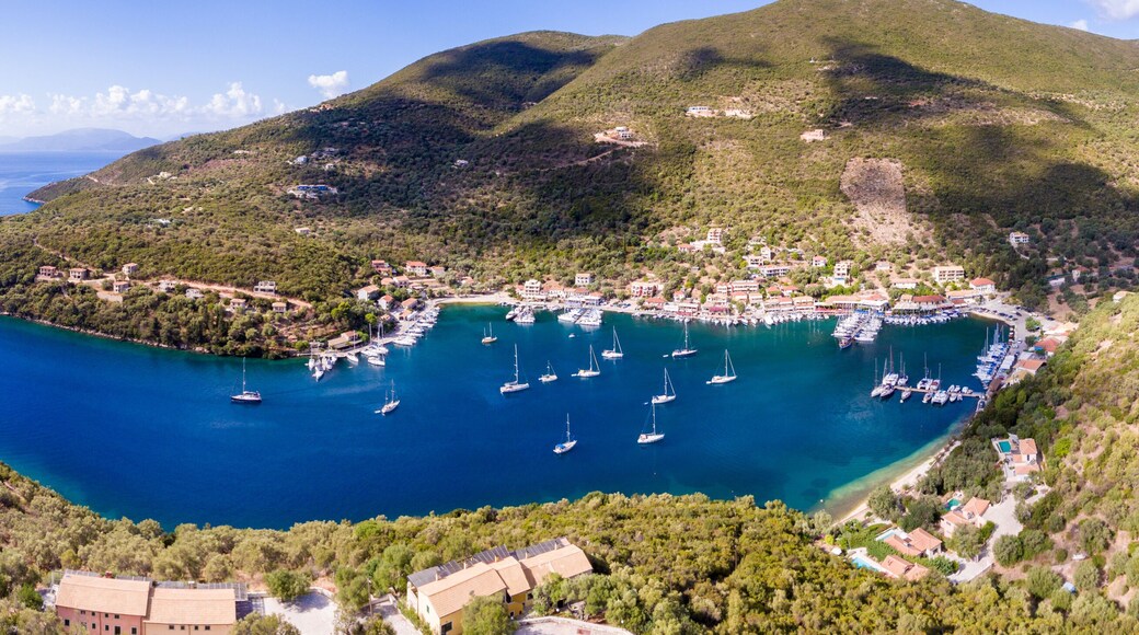 Sivota bay panorama in Lefkada Island aerial view