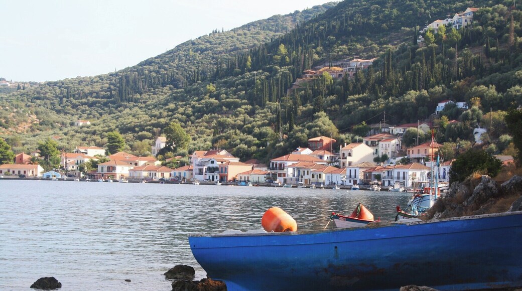 View of boats in harbour town