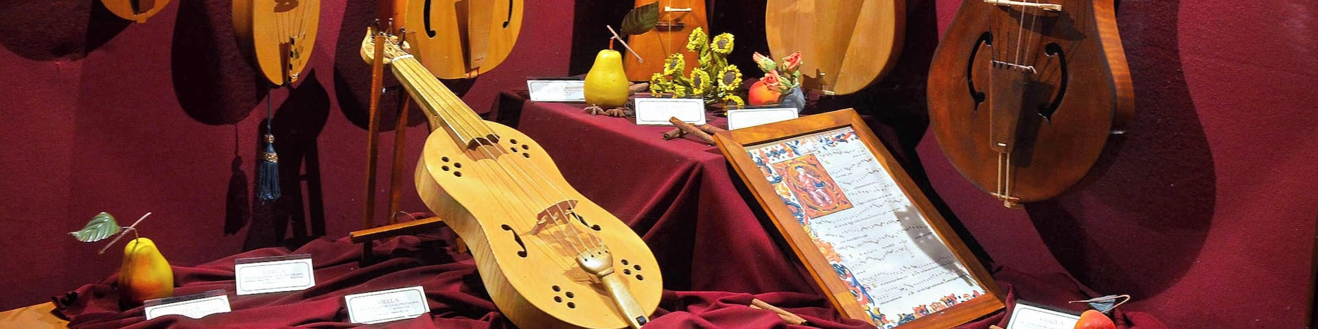 The surprise was the Sala della Musica (Music Room), a veritable treasure trove of historic musical instruments from woodwind to stringed going back to the 10th century. It was fascinating, not least of all to view a forerunner of the bagpipes that the Irish and Scots have claimed for decades. Their piece de resistance however, is a bone flute, claimed to be the oldest musical instrument in the world. They have a local musical group that plays, it must be something special, but we will never get to hear them.