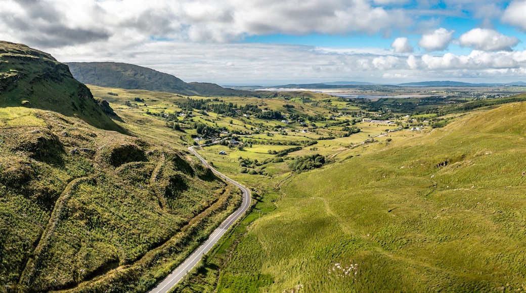 Aerial view of the Altnadewon mountain between Ardara and Killybegs in County Donegal - Republic of Ireland