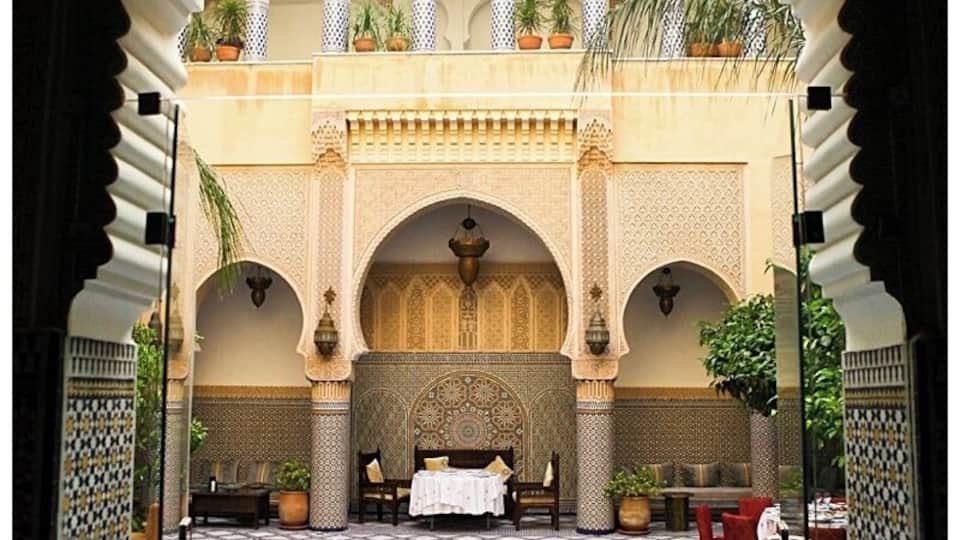 Tucked away on one of the many side streets of Fes, with an unassuming door and front is the amazing Riad Salam Fes.
A luxury riad nestled in the old medina of Fes, which is a UNESCO world heritage site, is walking distance to so much of the old medina to discover - shopping, foods, markets, restaurants.
This is where we ate breakfast in the morning. I know...hard to handle ;)