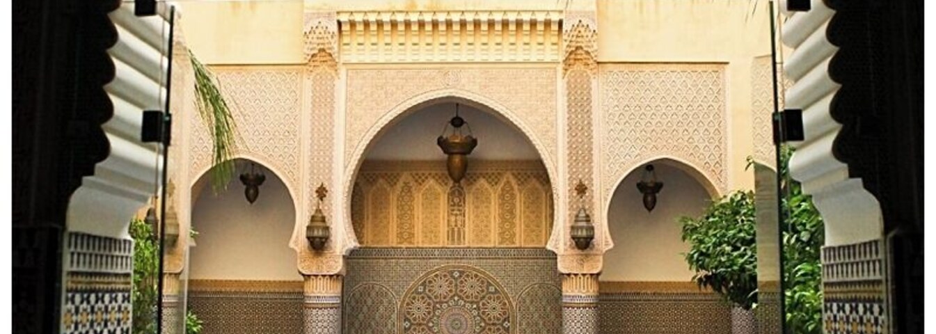 Tucked away on one of the many side streets of Fes, with an unassuming door and front is the amazing Riad Salam Fes.
A luxury riad nestled in the old medina of Fes, which is a UNESCO world heritage site, is walking distance to so much of the old medina to discover - shopping, foods, markets, restaurants.
This is where we ate breakfast in the morning. I know...hard to handle ;)