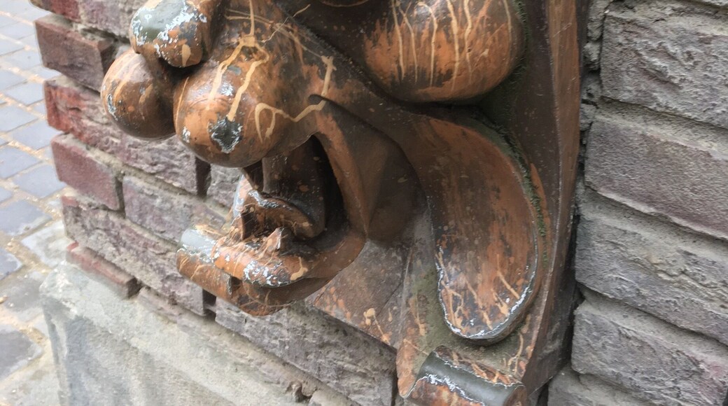 Once you notice these goofy masks near the Flying Dutchman ride, you cannot unnotice them! Love the warning as well: you may get dizzy on this ride.
https://www.efteling.com/nl/park/attracties/de-vliegende-hollander
