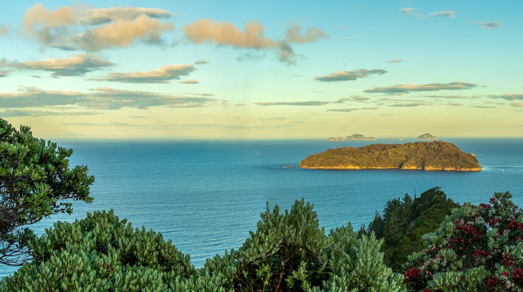 Sunset Seascape with Shoe and Slipper Islands from Mt Paku Summit Walk Lookout, Coromandel, New Zealand
