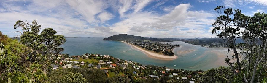 Panorama of Tairua in New Zealand from high view point