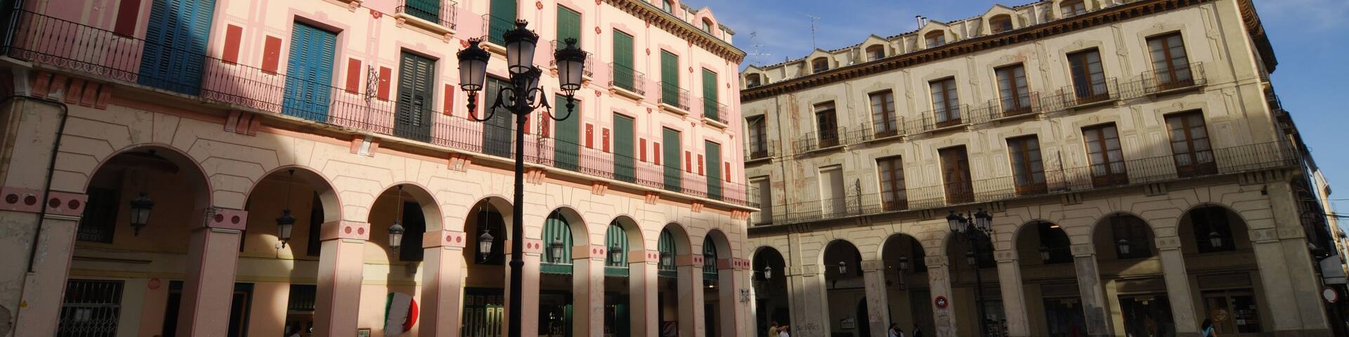 Huesca (Aragon, Spain) - An ancient square at evening