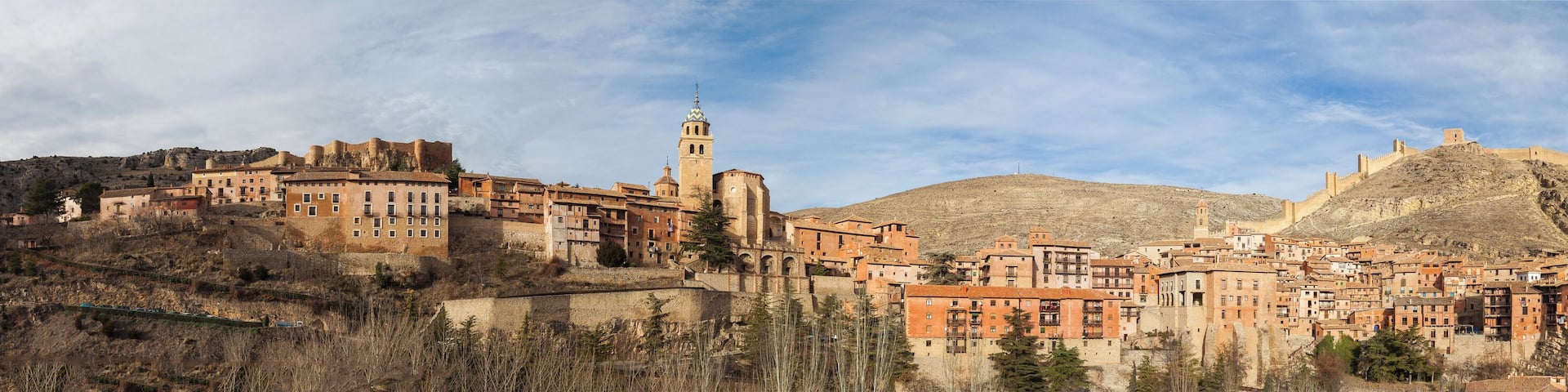 Panoramic view of the medieval town of Albarracín, Teruel, Aragon, Spain.
