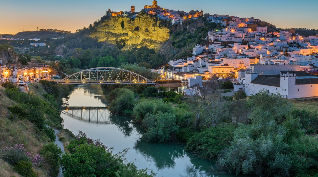 Scenic sight at sunset in Arcos de la Frontera, province of Cadiz, Andalusia, Spain.