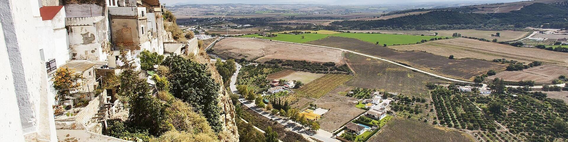 Territorial view from this adorable little hotel housed in a 1729 mansion in Arcos' old town. The mansion was lovingly restored in the late 1990's, including a glass ceiling over the courtyard to keep it cool and dry in the evenings.