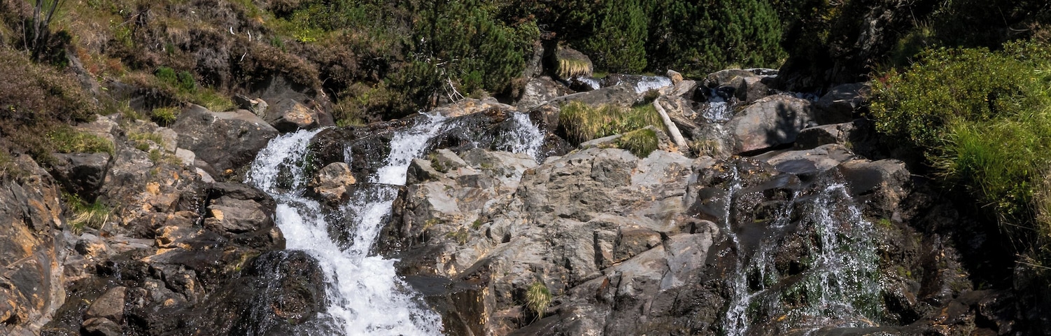 Waterfall at the Trigoniero gorge. Bielsa, Sobrarbe, Huesca, Aragon, Spain