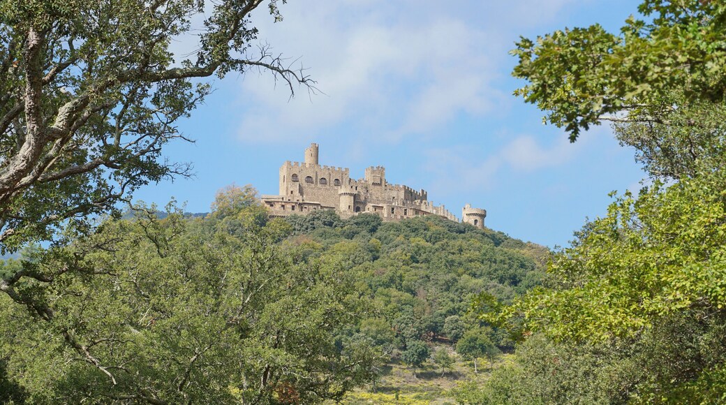 The castle of Requesens at the top of the hill, la Jonquera, Alt Emporda, Girona, Catalonia, Spain