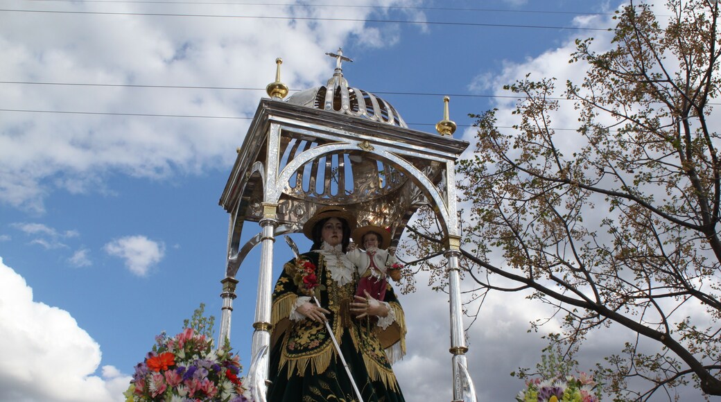 Our Lady of Araceli, of Lucena (Spain), at the romería de bajada (downward pilgrimage), by the era del Santo, approaching Lucena. 450th anniversary of her coming to Lucena from Rome.