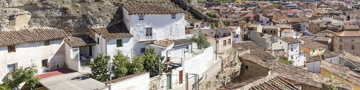 a view over the suburb of Calatayud city and the castle Real (Del Reloj), Province of Zaragoza, Spain