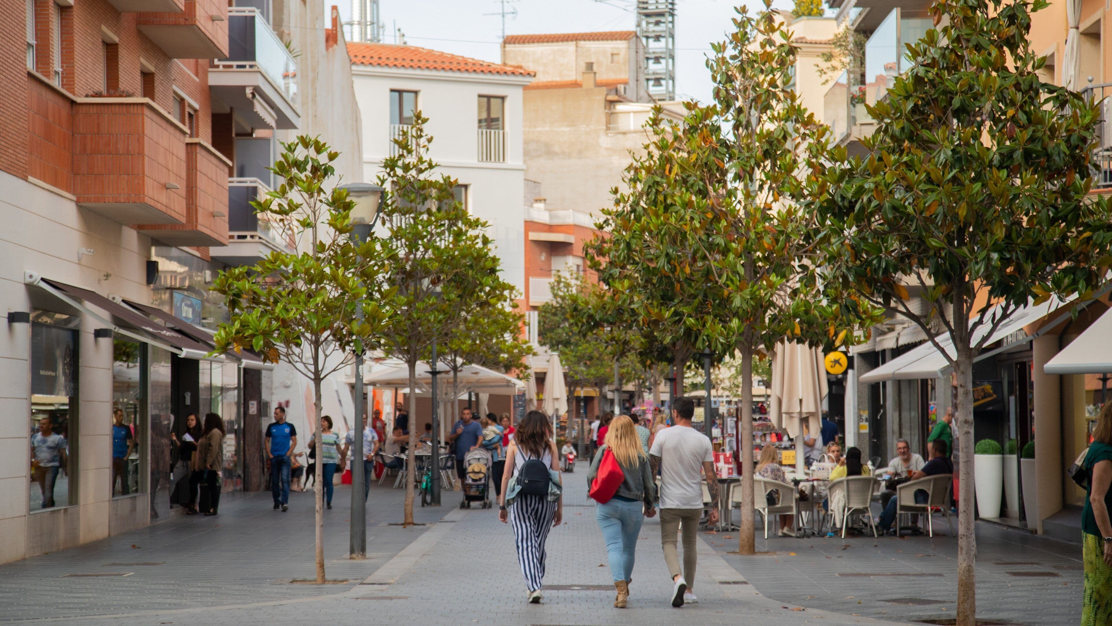 Cambrils showing street scenes as well as a small group of people