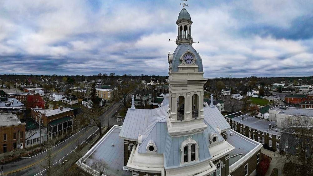 Aerial view of Jessamine County Courthouse in Downtown Nicholasville, Kentucky