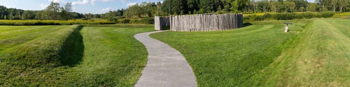 Farmington, Pennsylvania: Fort Necessity National Battlefield. Reconstructed fort, storehouse, stockade, and earthworks.