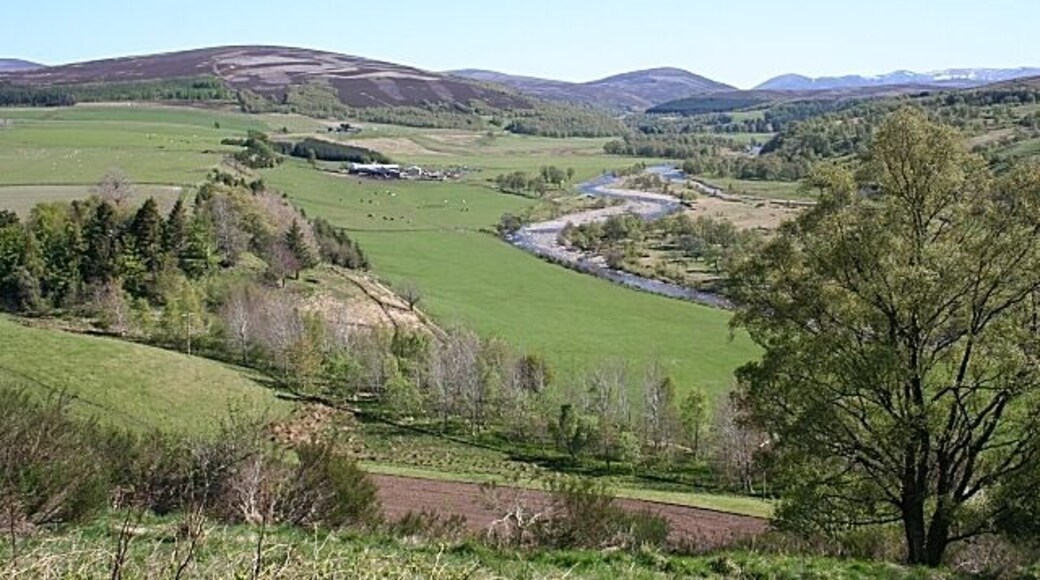 Victor Gaffney's View Another take on the famous view near Victor Gaffney's memorial cairn. The view is up the River Avon to distant Ben Avon.