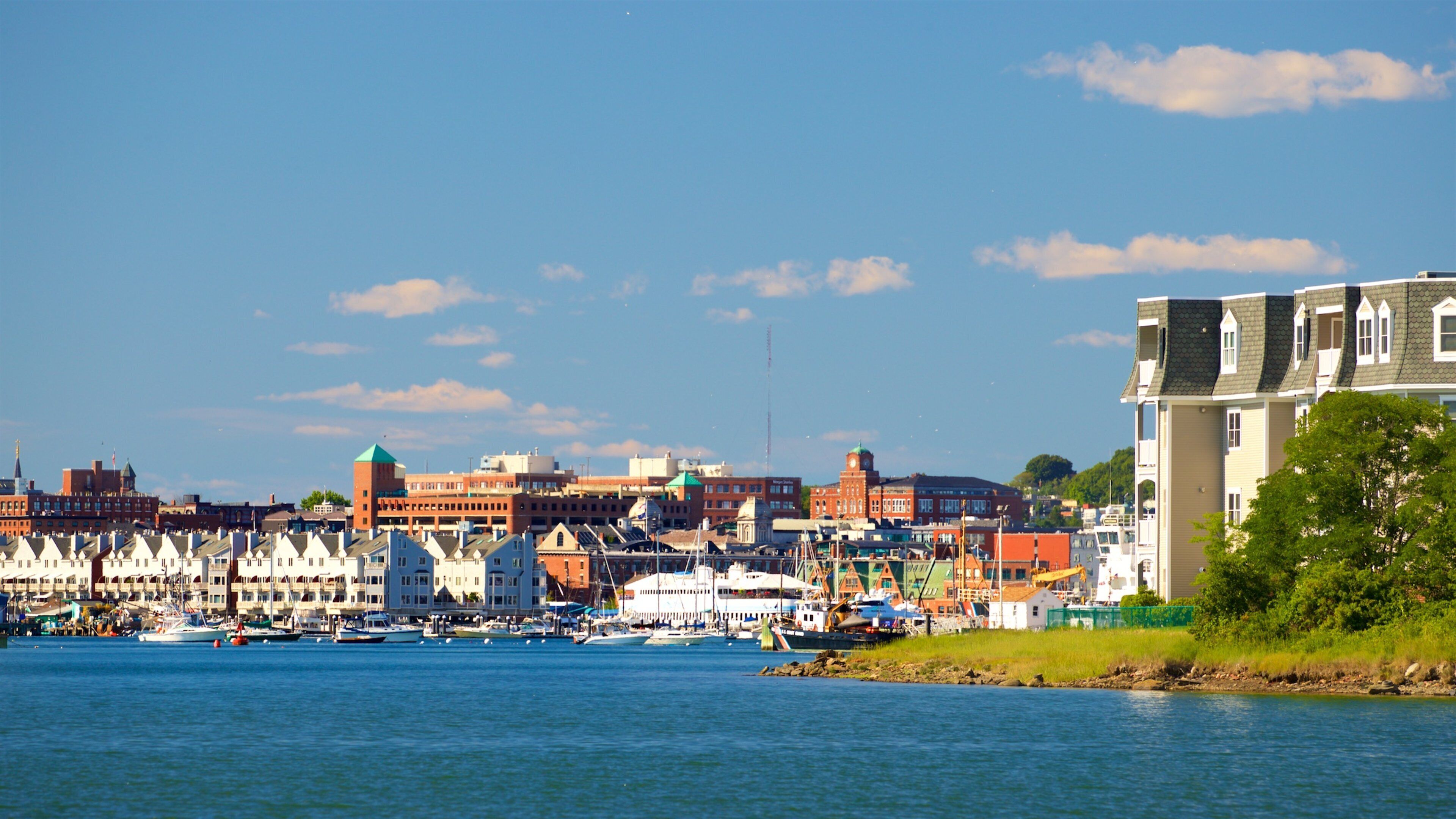 Portland which includes a coastal town and a bay or harbor