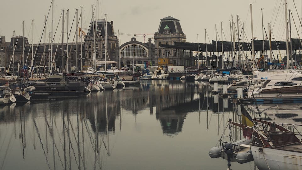 Yacht harbor with the central railway station in the background.