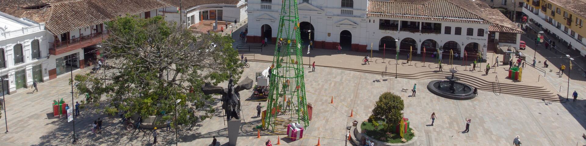 Panoramic view of the municipality of Rionegro Antioquia Colombia, views from the air, drone photography Main Park