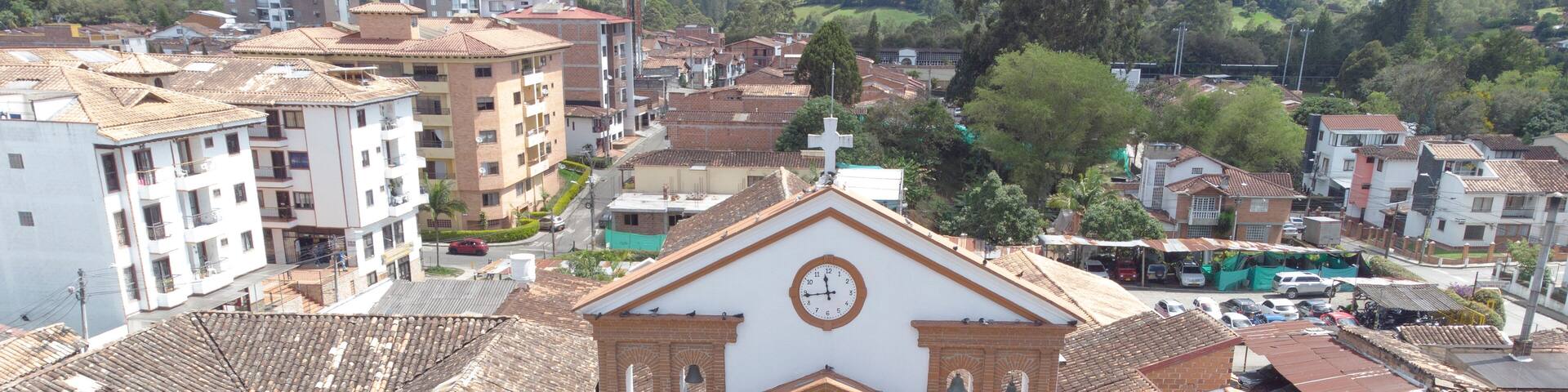 Panoramic view of the municipality of Rionegro, Antioquia Colombia, views from the air, drone photography