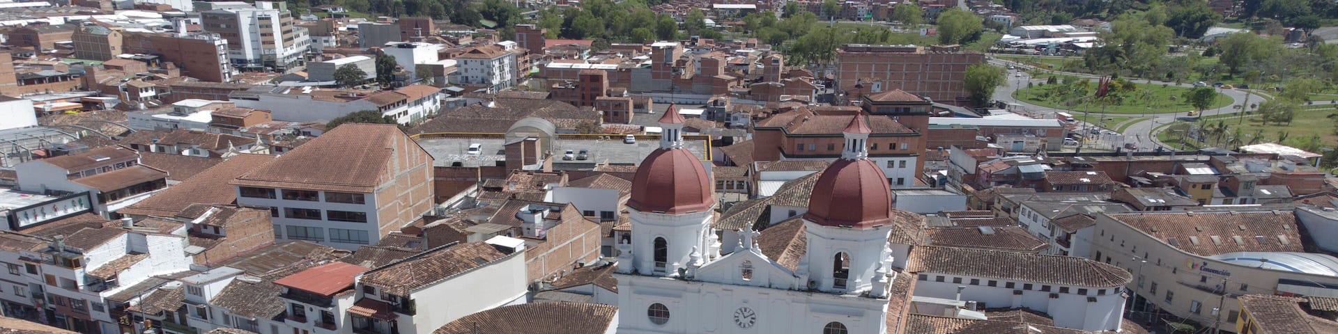 Panoramic view of the municipality of Rionegro Antioquia Colombia, views from the air, drone photography Main Park