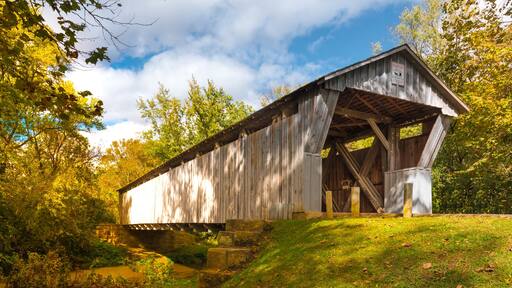 Historic American Covered Bridge Over a Stream
