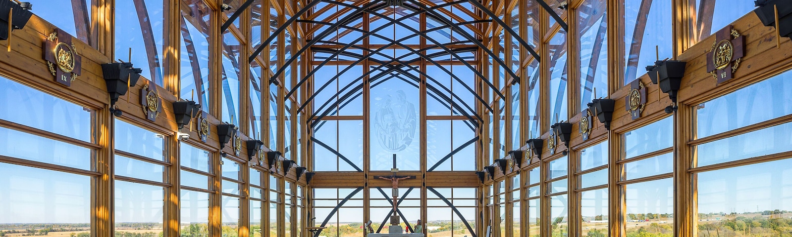 Interior of the modern Holy Family Shrine in Gretna, Nebraska