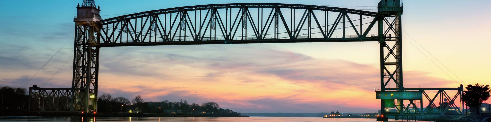 Cape Cod Canal Railroad Bridge that connects rail between the Cape and mainland. This picture was taken from the bike path at sunset.