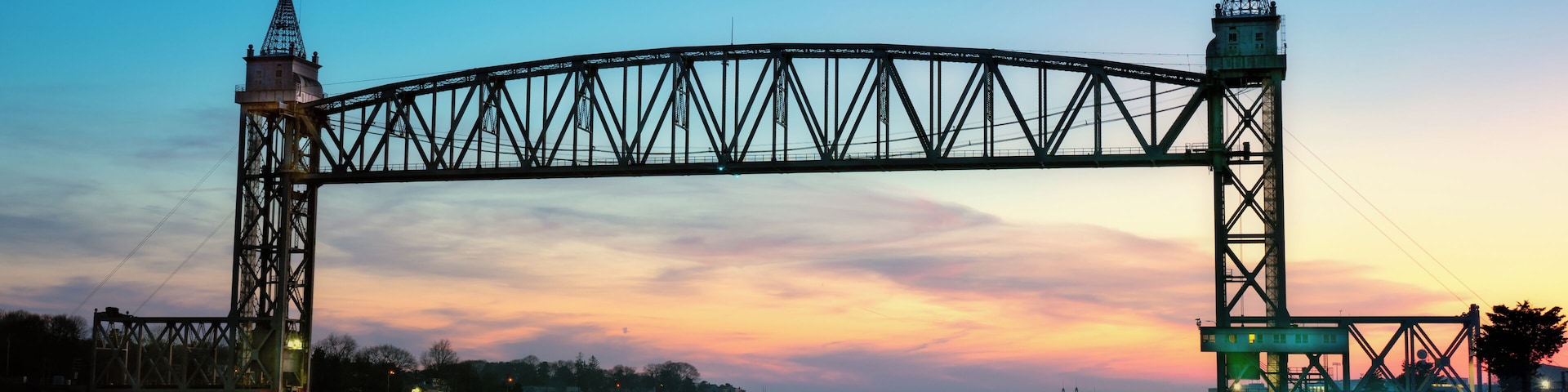 Cape Cod Canal Railroad Bridge that connects rail between the Cape and mainland. This picture was taken from the bike path at sunset.