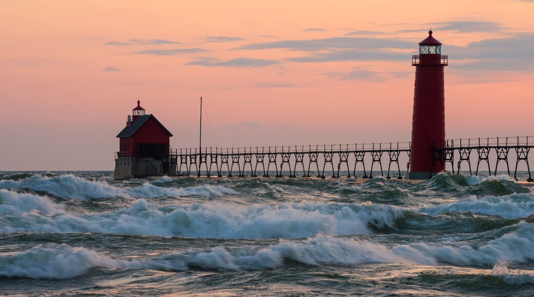Grand Haven Lighthouse after sunset