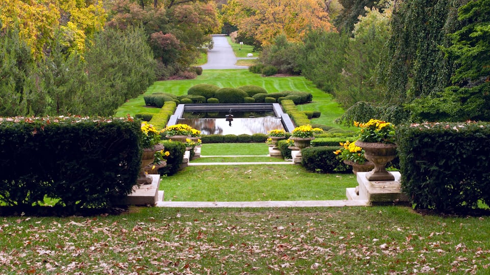 formal garden terraces and pool in wheaton illinois