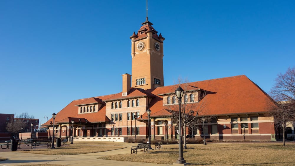 Historic Union Station train station depot in Springfield, Illinois, across from the Abraham Lincoln Presidential Library