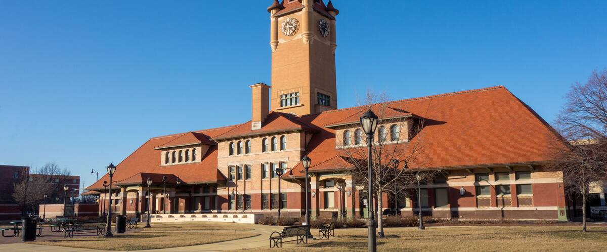 Historic Union Station train station depot in Springfield, Illinois, across from the Abraham Lincoln Presidential Library