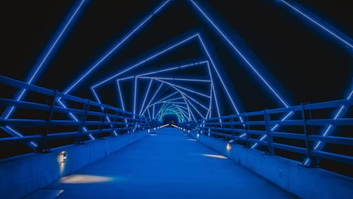 The High Trestle Trail Bridge in Boone, Iowa during the Night