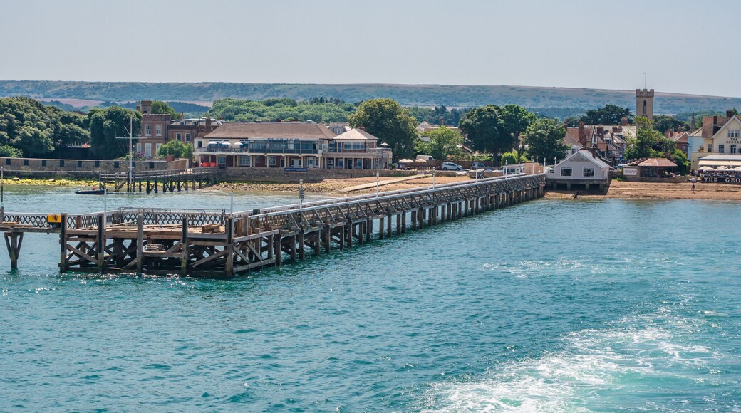 View from the seafront on the pier of Lymington, UK.