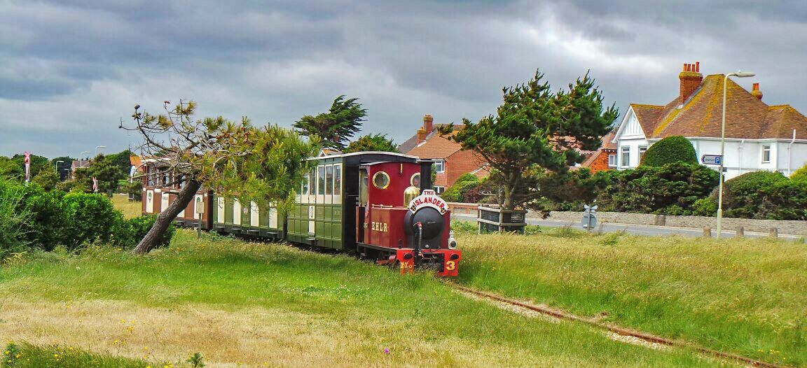 Small railway that runs along the beach at Hayling Island, nice spot to see the Isle of Wight and enjoy an ice cream or fish & chips.