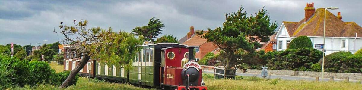 Small railway that runs along the beach at Hayling Island, nice spot to see the Isle of Wight and enjoy an ice cream or fish & chips.