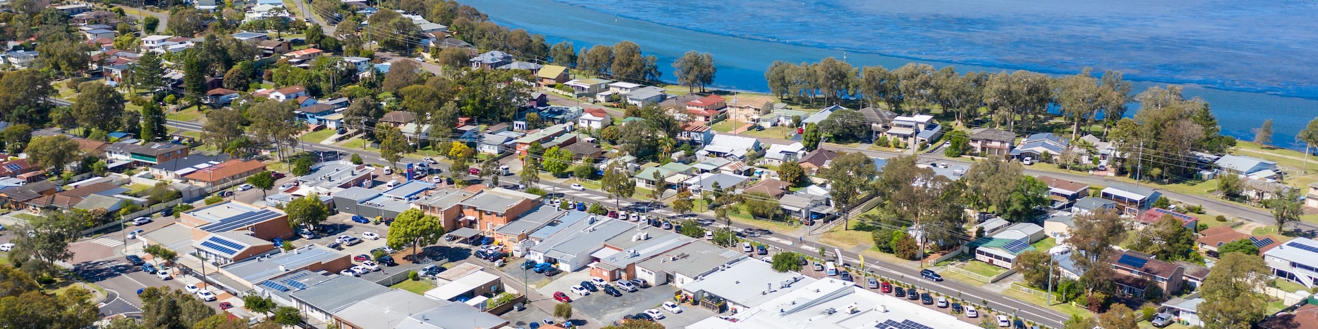 Aerial view of the township of Budgewoi in regional Australia