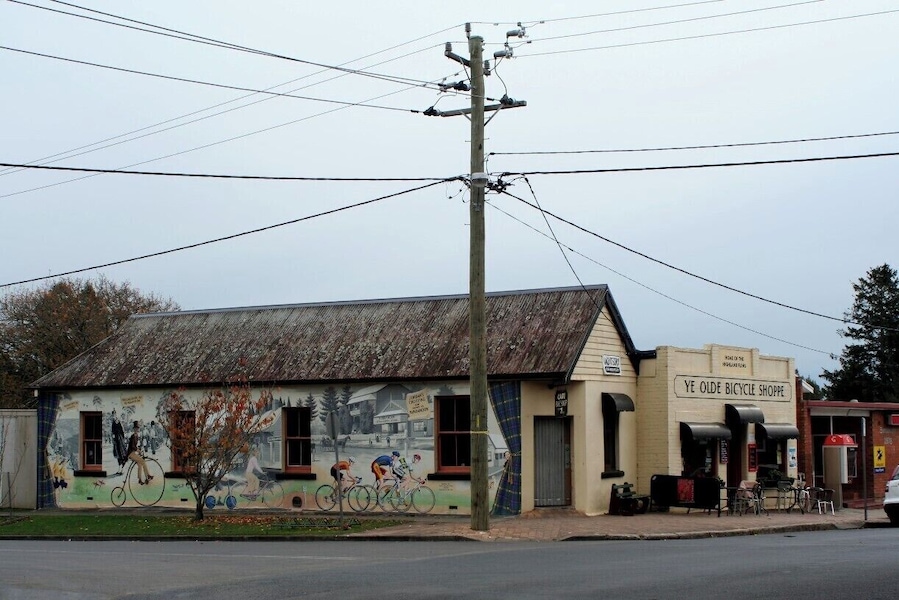 Ye Old Bicycle shoppe in Bundanoon. You can rent bicycles and they can give you some good information on where to go. They also have a café attached. The building just looks really cool.