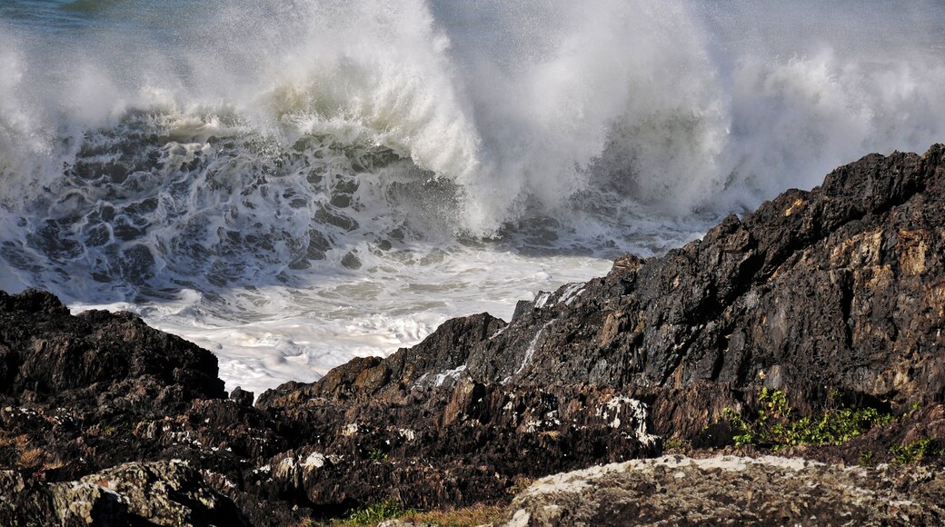 This is what can happen when an east coast low rolls in and the surf gets big. The point of Sawtell headland is then a popular place to go and get some shots.