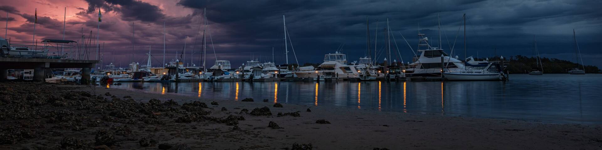 Storm clouds over Soldiers Point Marina, Port Stephens