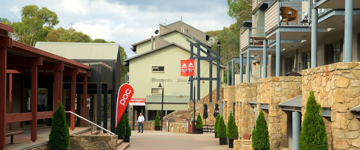 Thredbo featuring signage, a square or plaza and a hotel