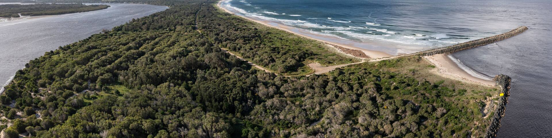 Aerial panoramic view of Port Macquarie in New South Wales, Australia