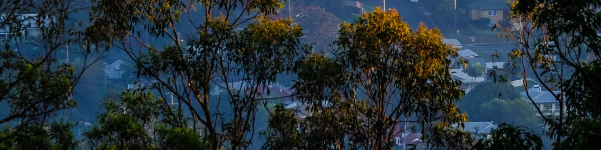 View of Brisbane city on a foggy morning from Mt Gravatt lookout