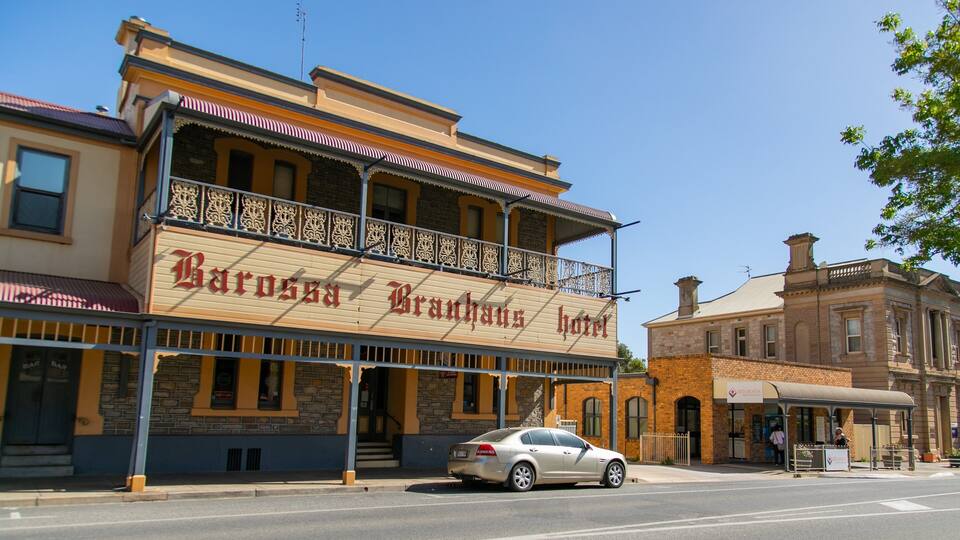 A historic building with a sign reading "Barossa Brauhaus Hotel".