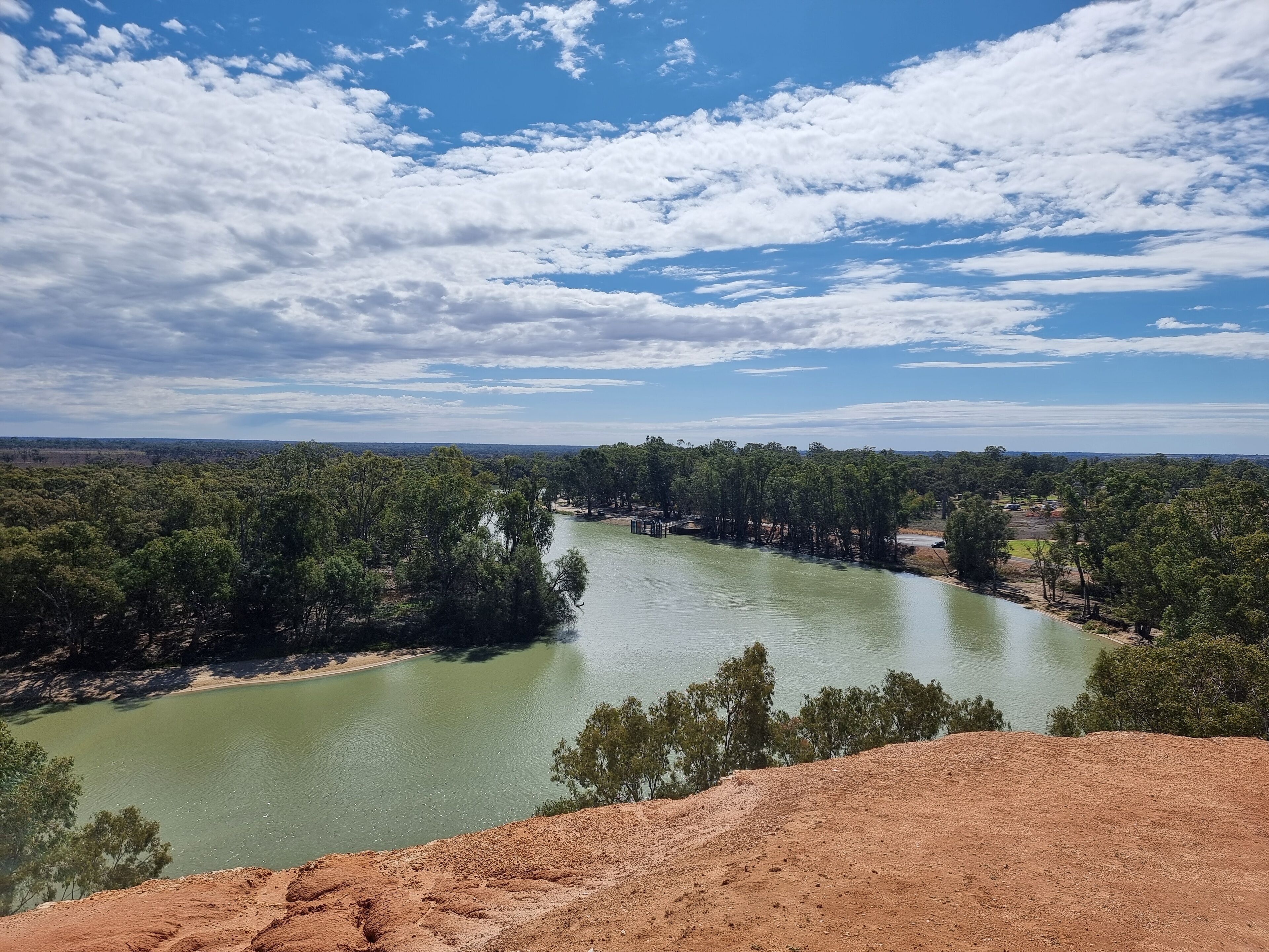 Looking down on the Murray River from a cliff at Loxton in South Australia