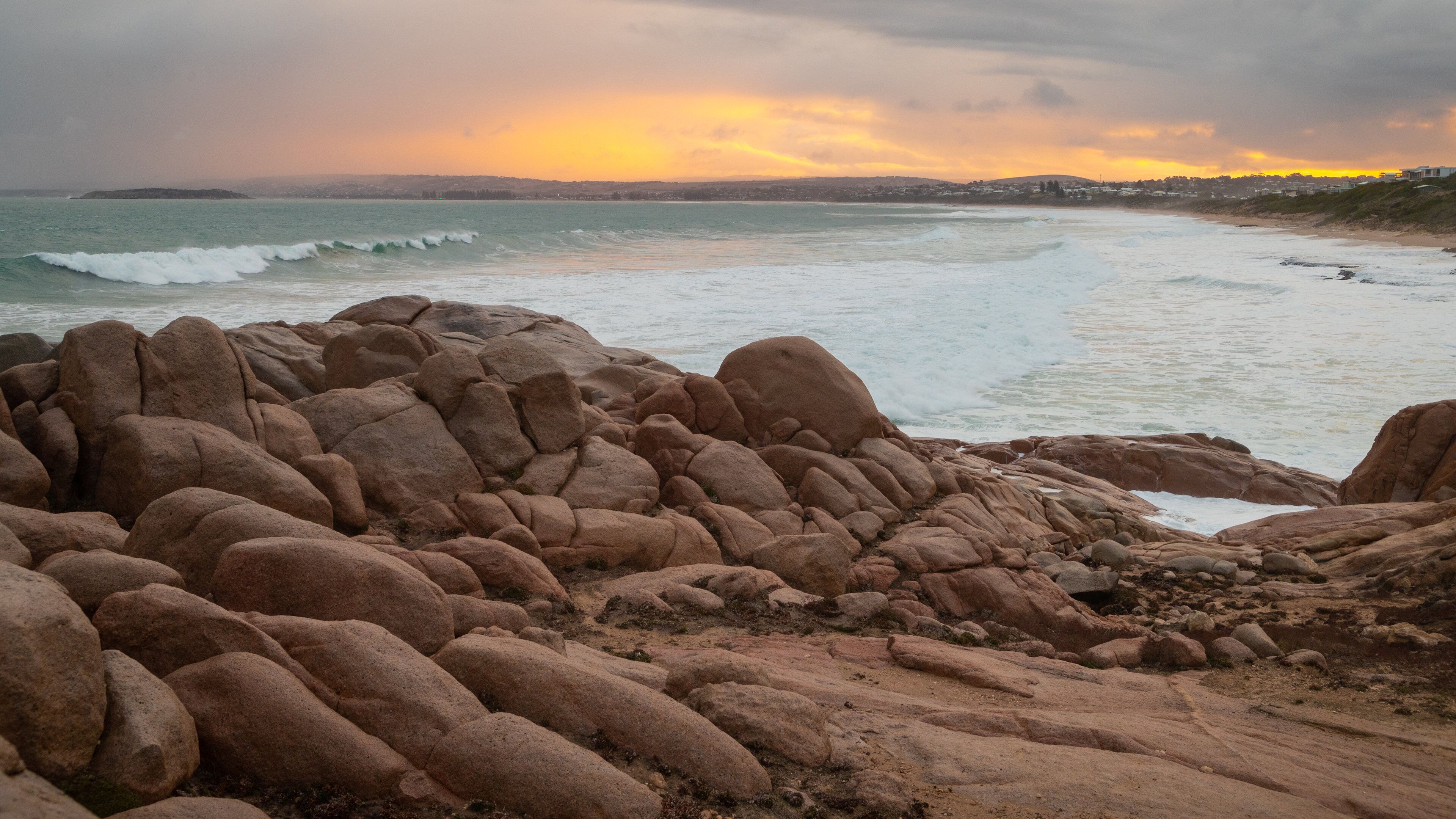 Port Elliot showing a sunset, general coastal views and rugged coastline